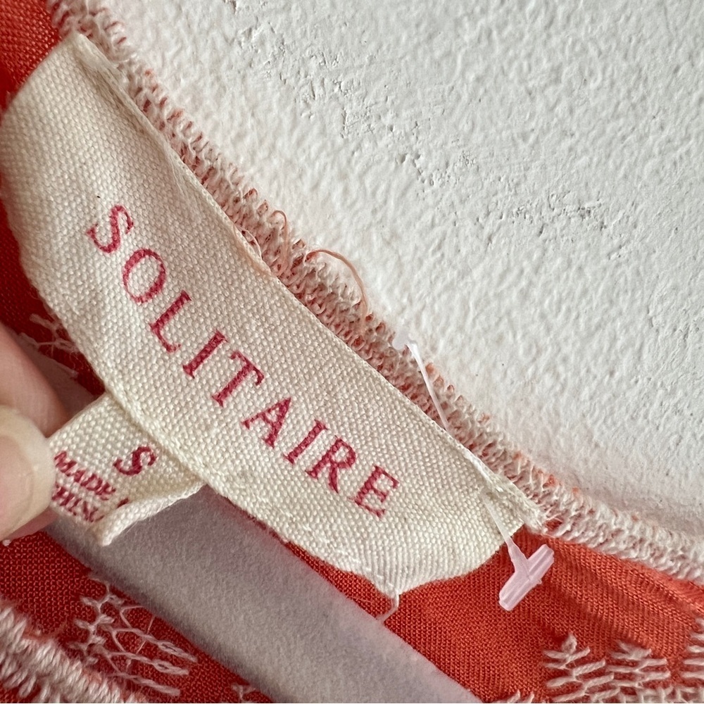 Anthropologie Solitaire Embroidered Blouse Top SMALL Orange white Womens NWOT - Picture 7 of 8